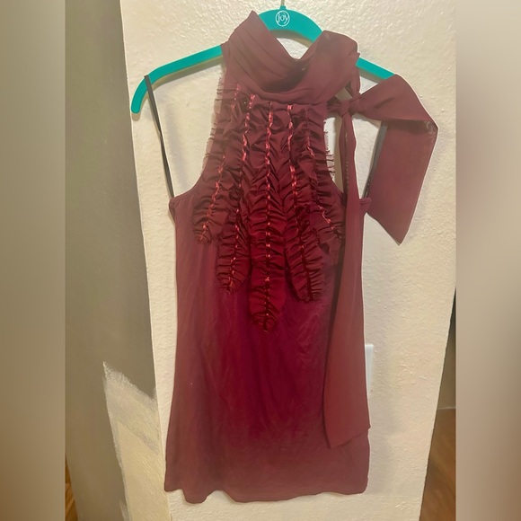 Adorable Deep Red ruffled halter top with tie around neck. Twelve by Twelve! - Picture 2 of 5